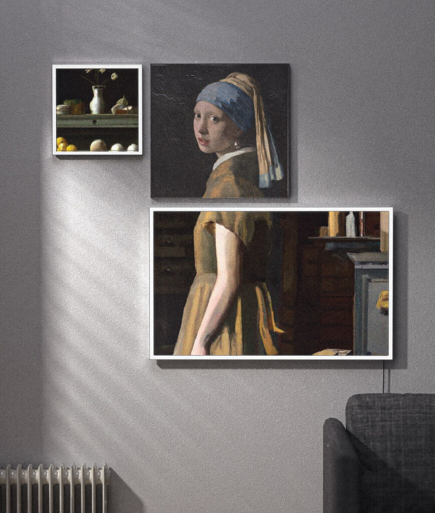 Artwork on a white wall. Muse AI-Picture Frame by All Design Lab.
